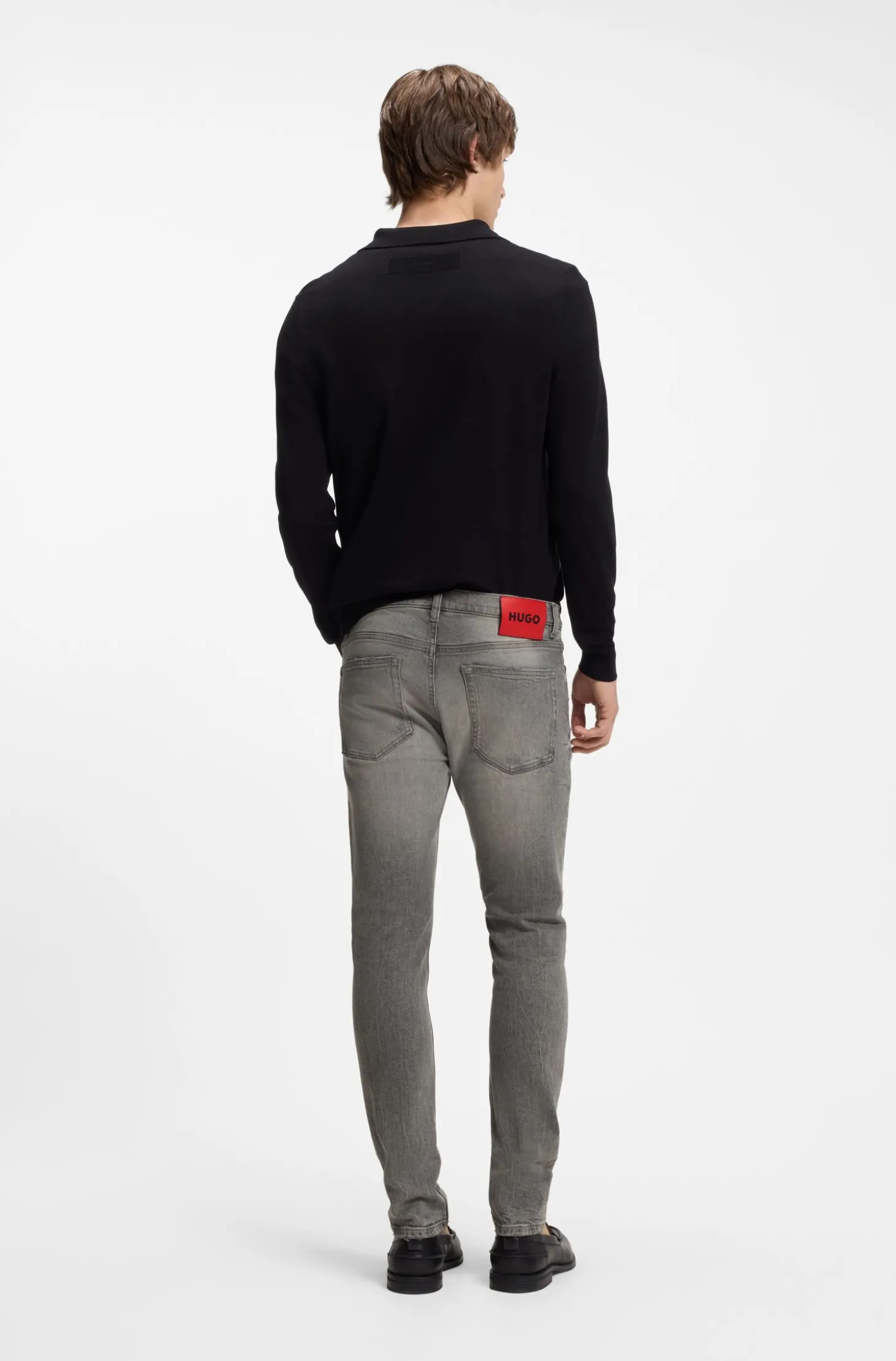 Extra Slim-Fit Jeans aus grauem Used-Denim