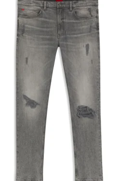 Extra Slim-Fit Jeans aus grauem Used-Denim