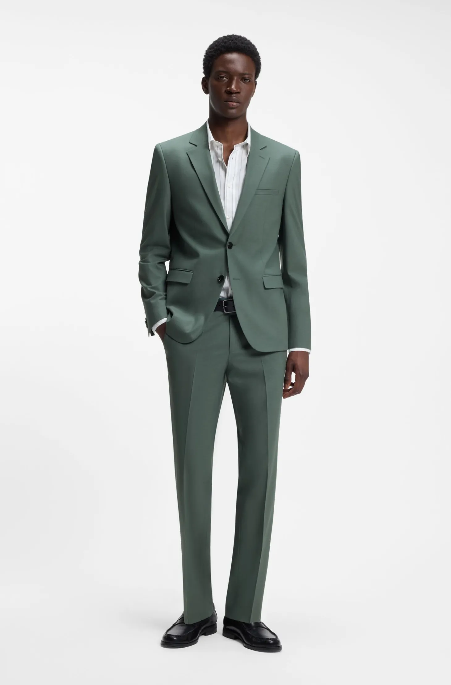 Extra Slim-Fit Popeline-Anzug aus Woll-Mix