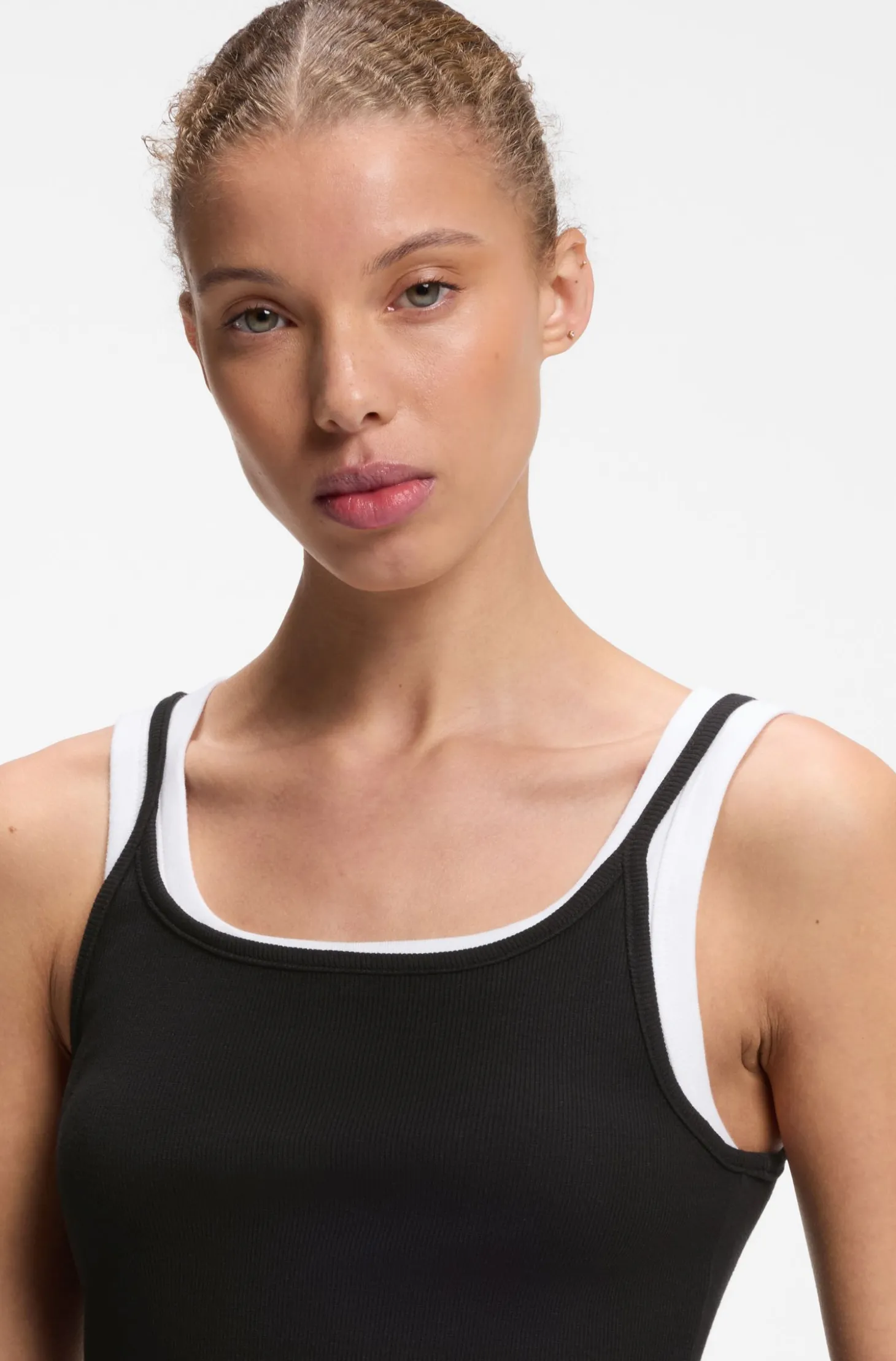 Extra-Slim-Fit Tanktop aus Baumwolle mit mehrlagigem Design