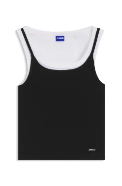 Extra-Slim-Fit Tanktop aus Baumwolle mit mehrlagigem Design