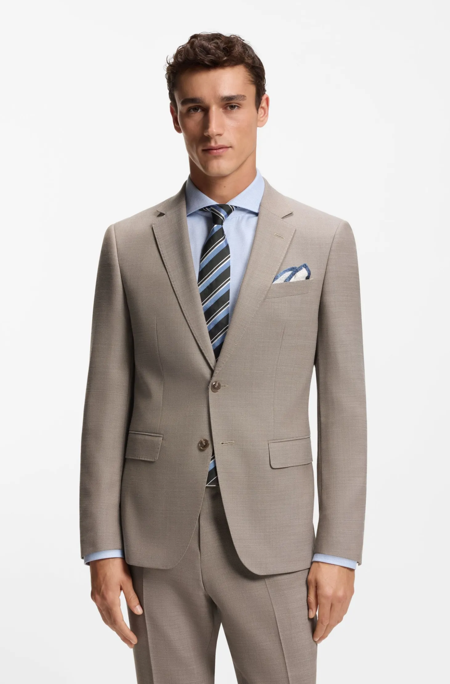 Fein gemusterter Slim-Fit Zweiteiler aus Stretch-Gewebe
