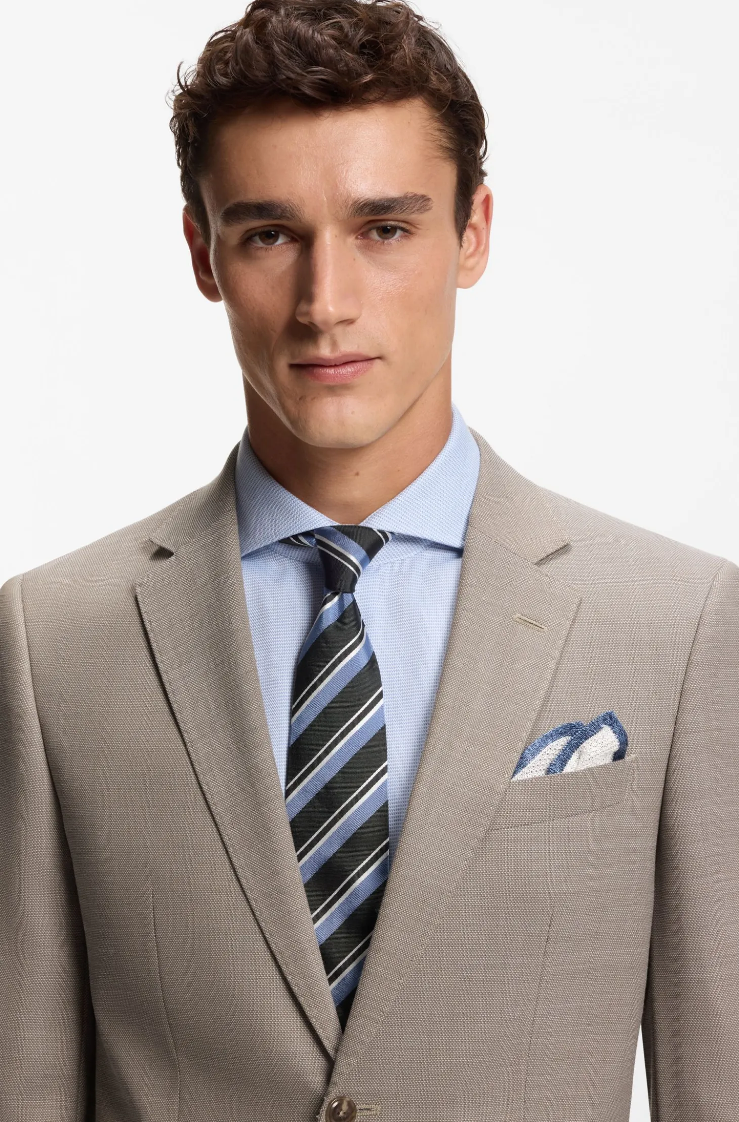Fein gemusterter Slim-Fit Zweiteiler aus Stretch-Gewebe