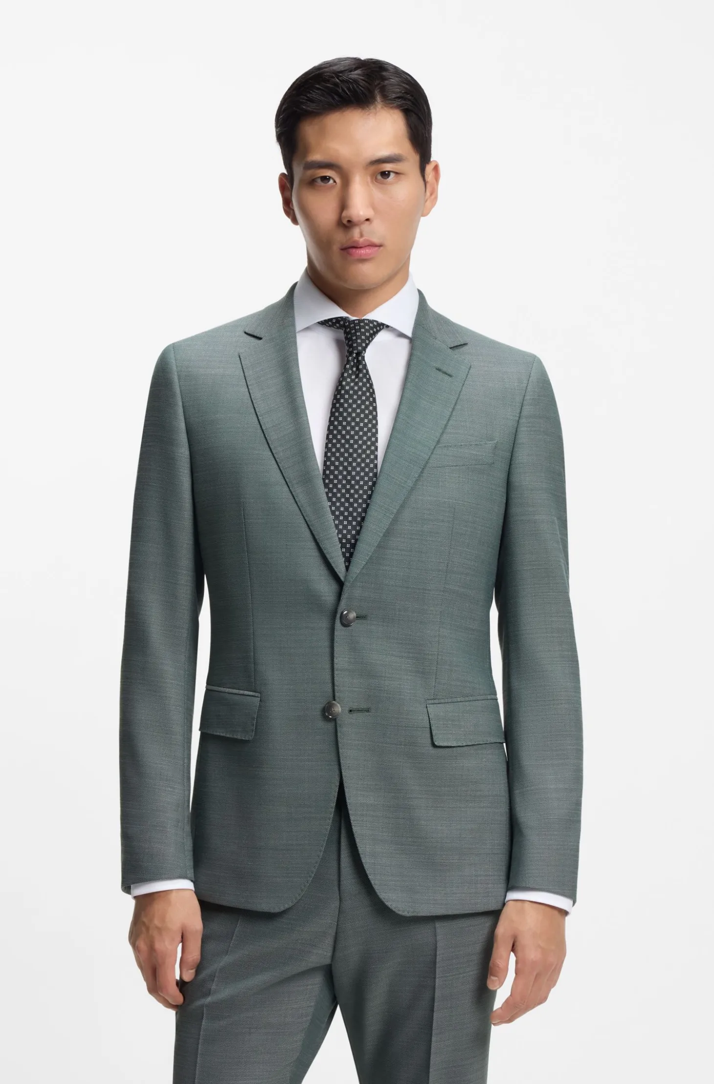 Fein gemusterter Slim-Fit Zweiteiler aus Stretch-Gewebe