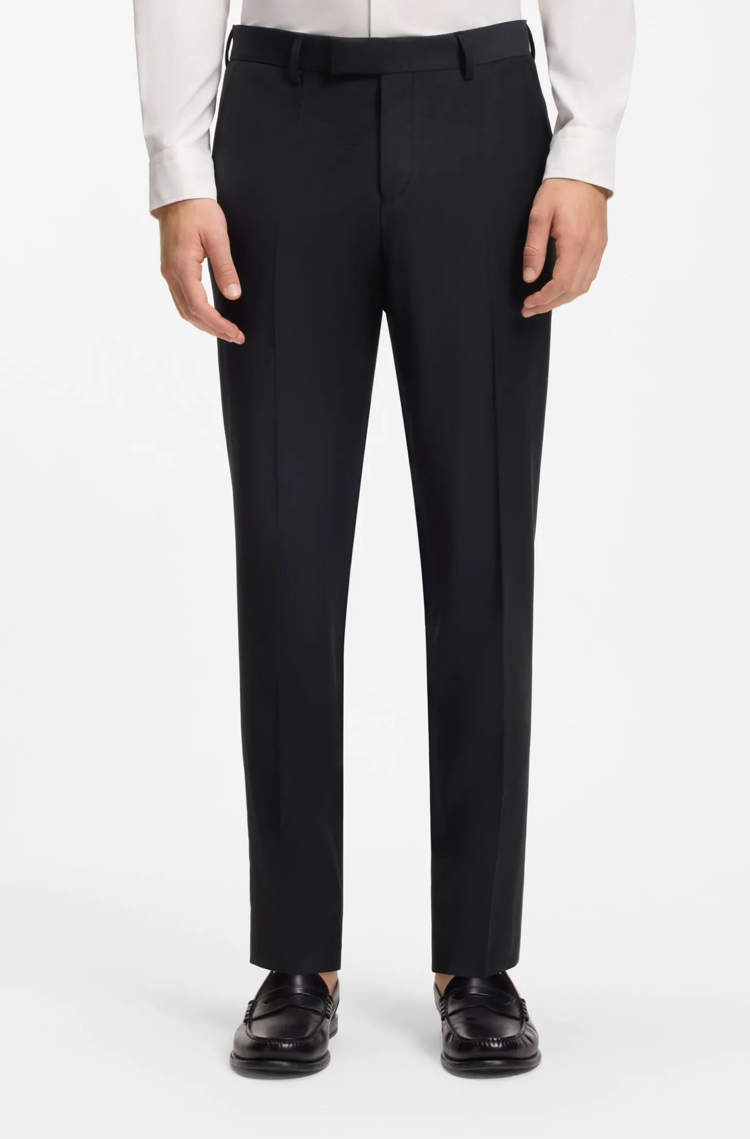Fein gemusterte Slim-Fit Hose aus Stretch-Wolle