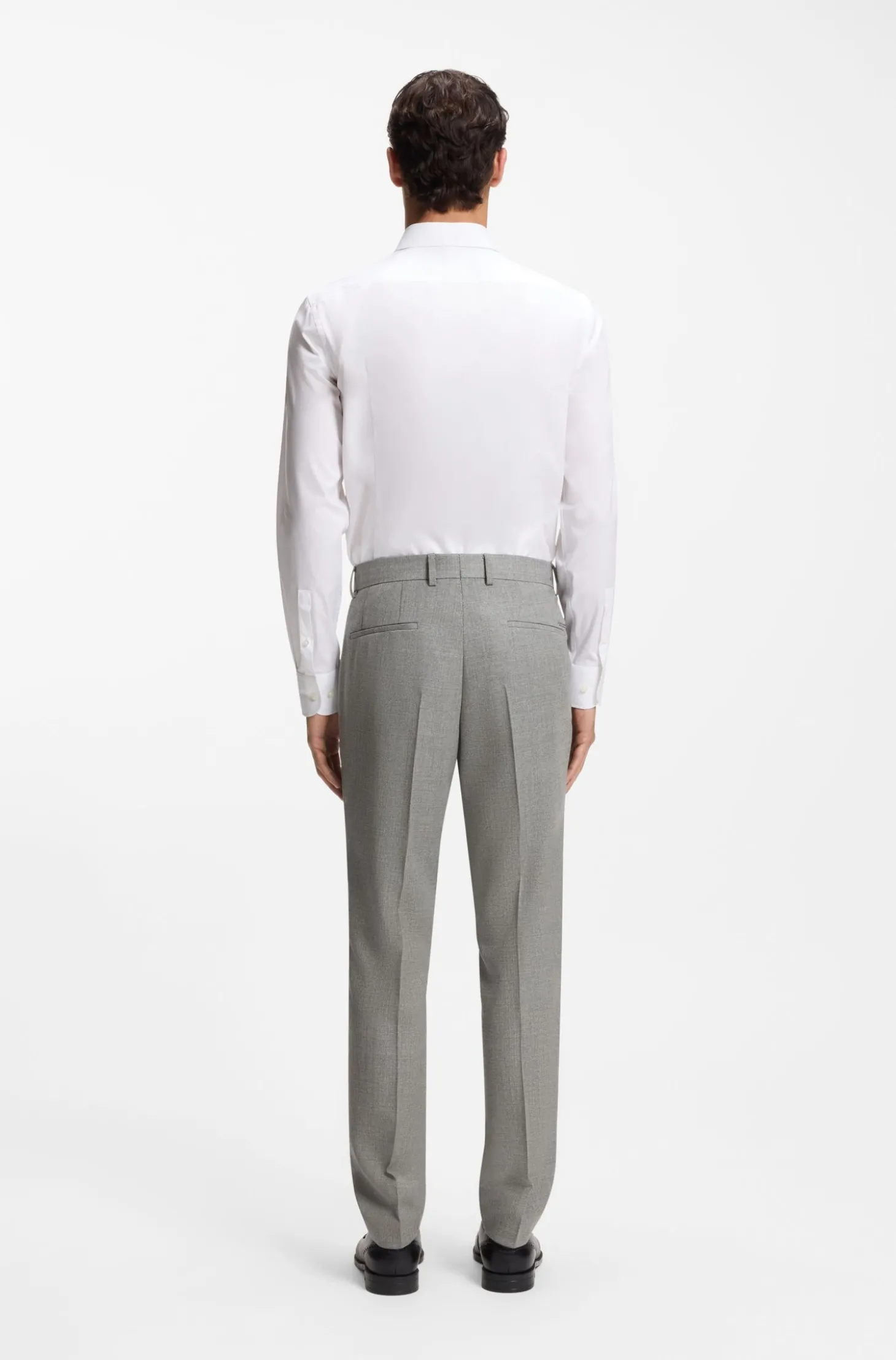 Fein gemusterte Slim-Fit Hose aus Stretch-Wolle