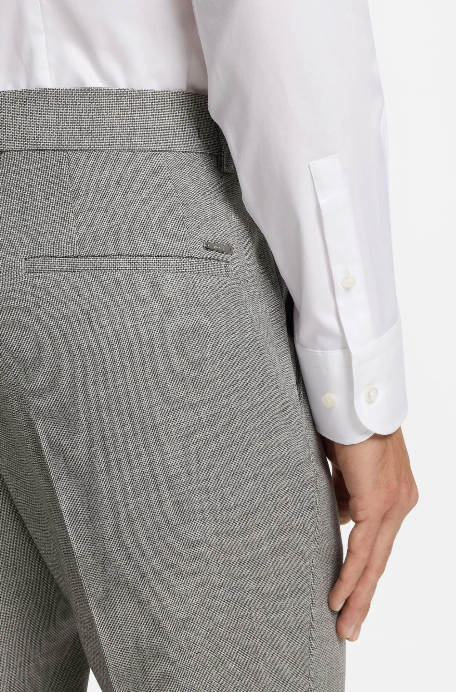 Fein gemusterte Slim-Fit Hose aus Stretch-Wolle