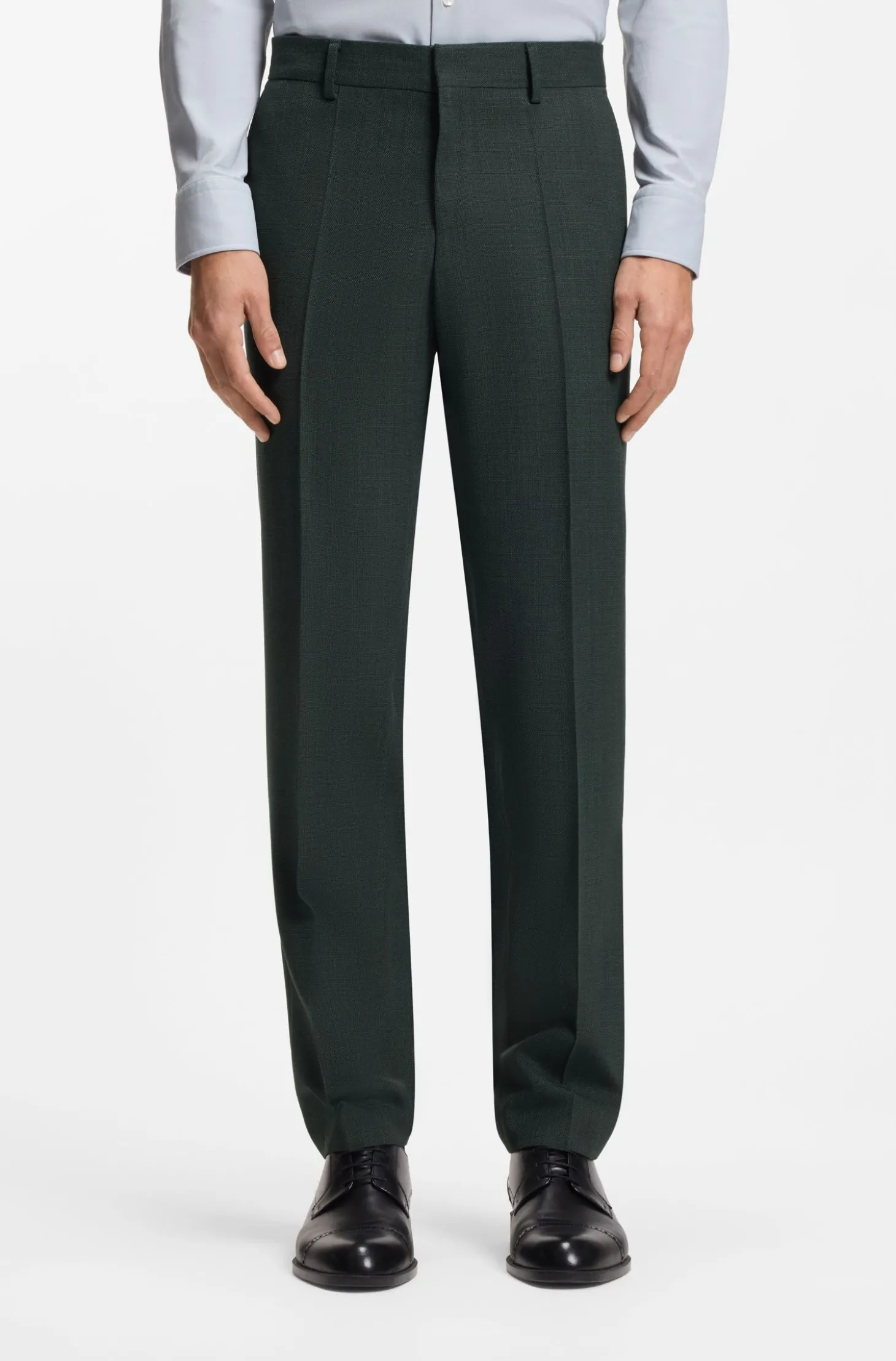 Fein gemusterte Slim-Fit Hose aus Stretch-Wolle