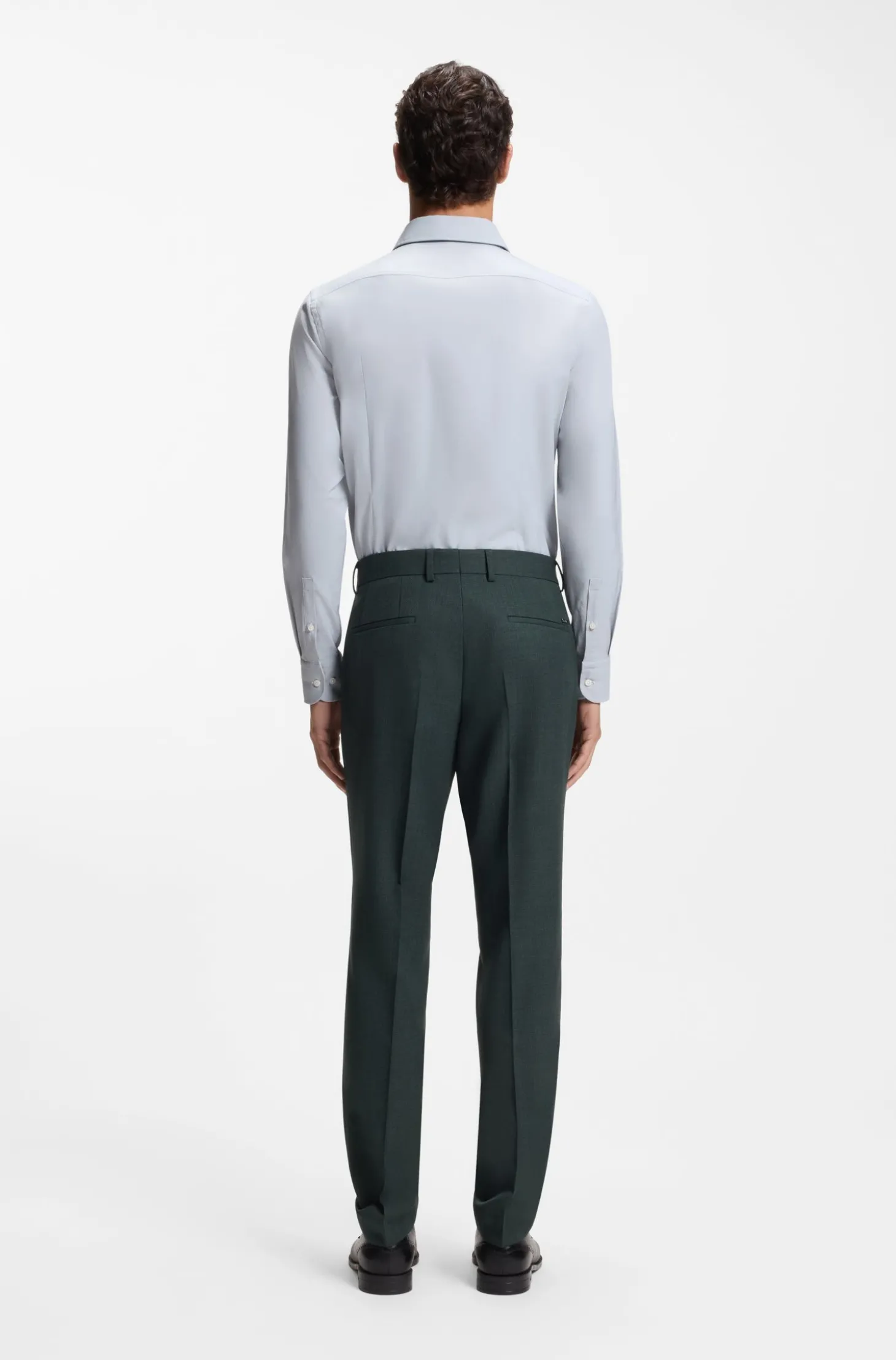 Fein gemusterte Slim-Fit Hose aus Stretch-Wolle