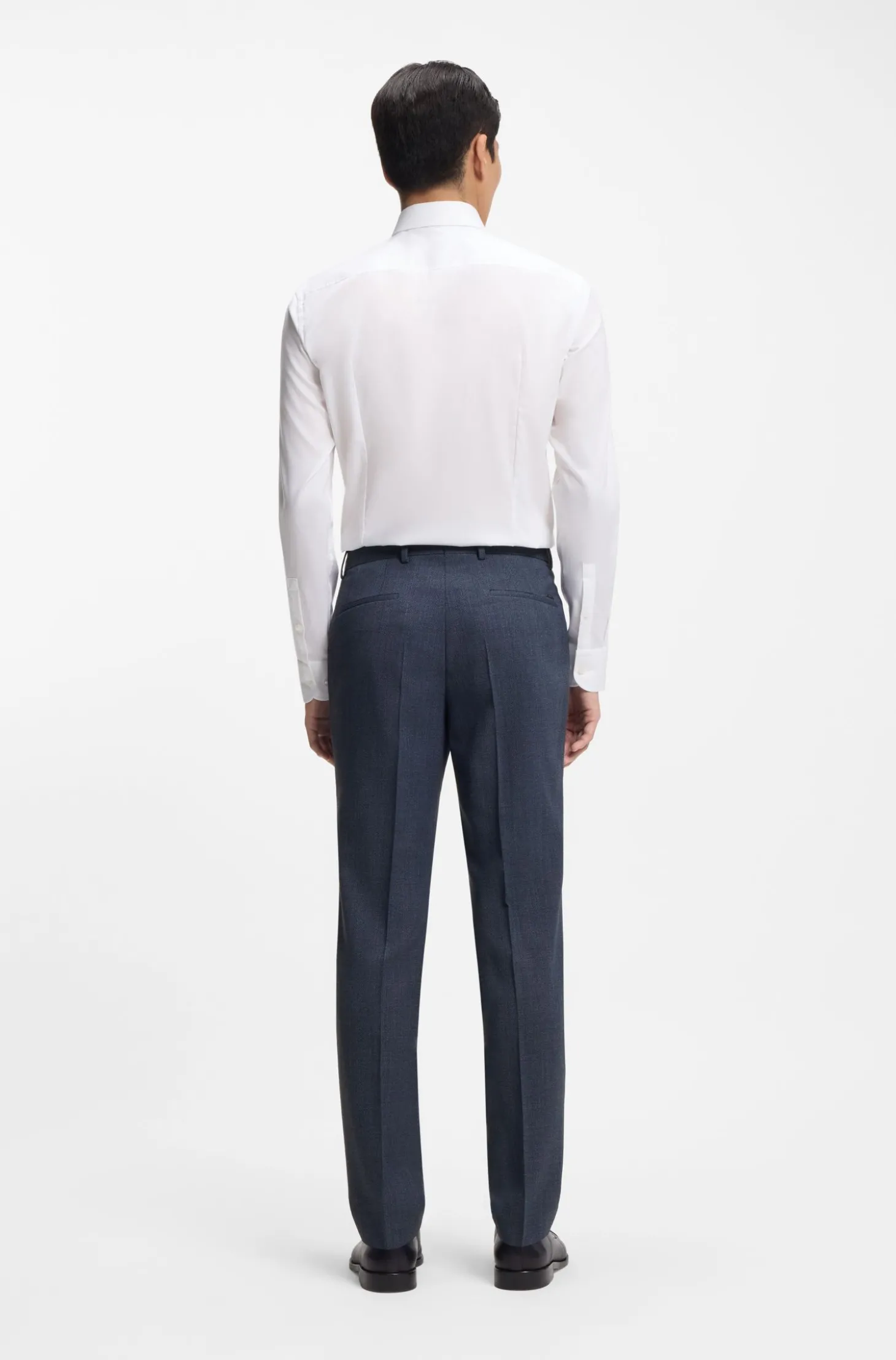 Fein gemusterte Slim-Fit Hose aus Stretch-Wolle
