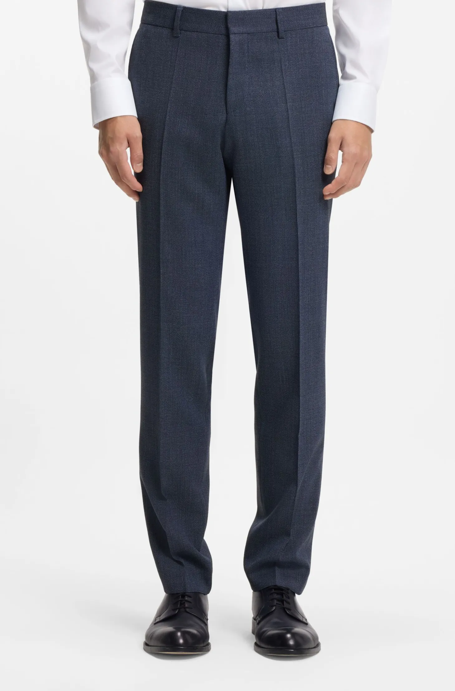 Fein gemusterte Slim-Fit Hose aus Stretch-Wolle
