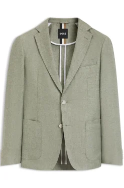 Fein gemustertes Slim-Fit Sakko aus Leinen-Mix