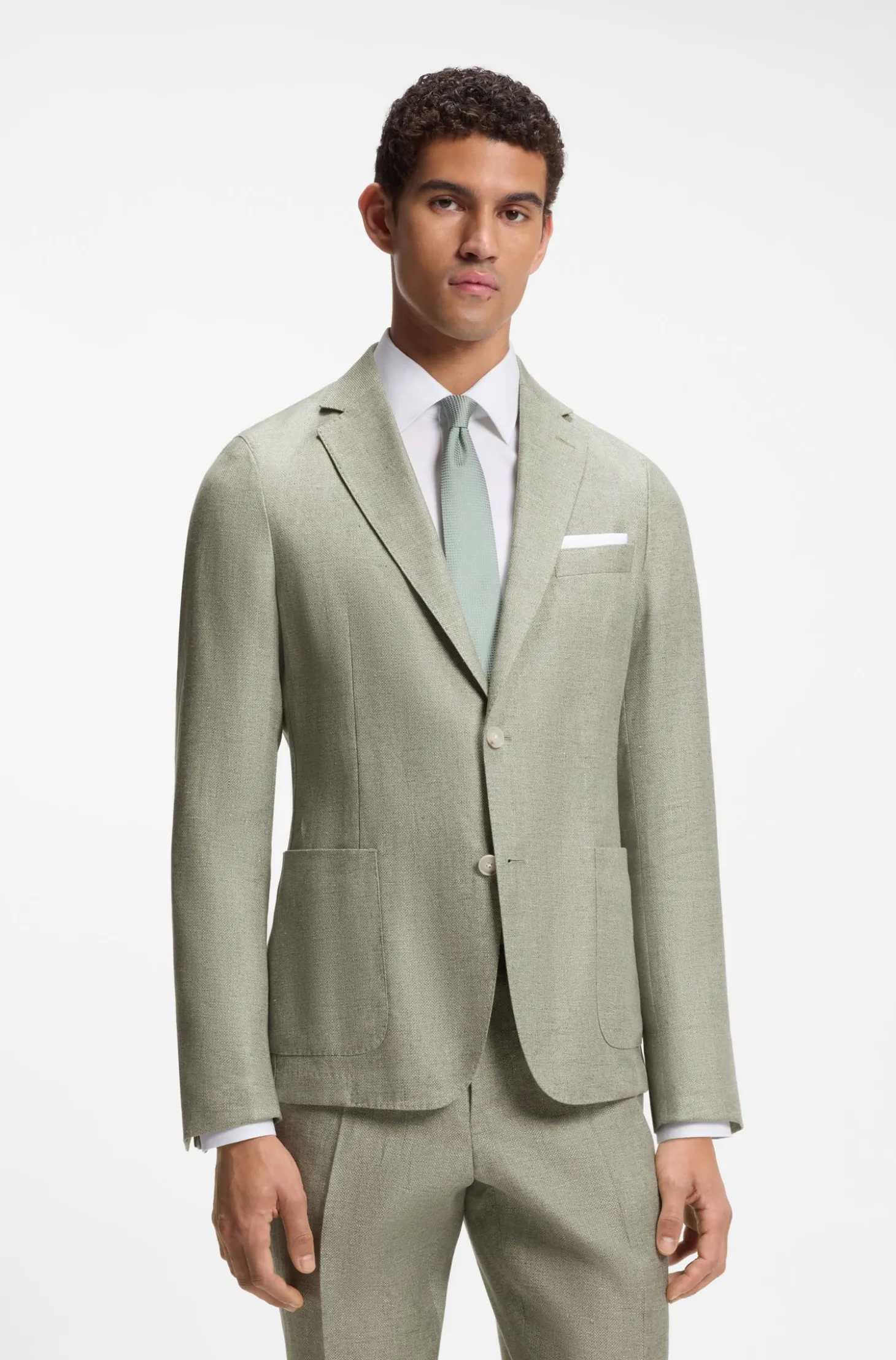 Fein gemustertes Slim-Fit Sakko aus Leinen-Mix