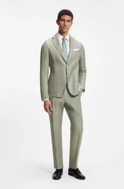 Fein gemustertes Slim-Fit Sakko aus Leinen-Mix
