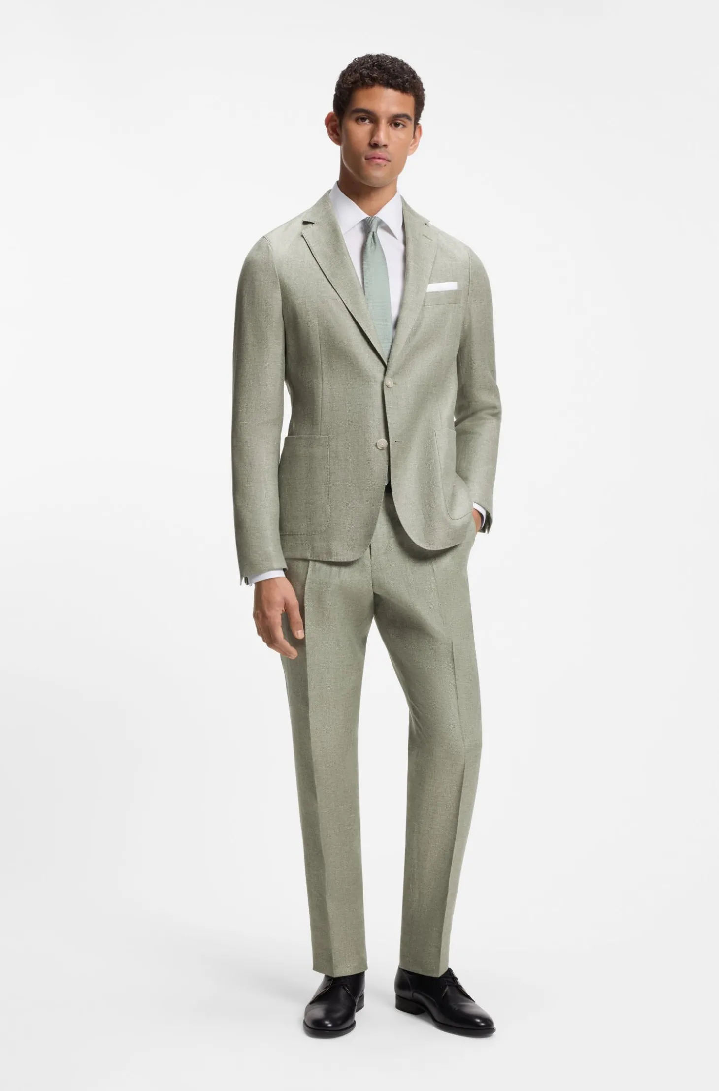 Fein gemustertes Slim-Fit Sakko aus Leinen-Mix