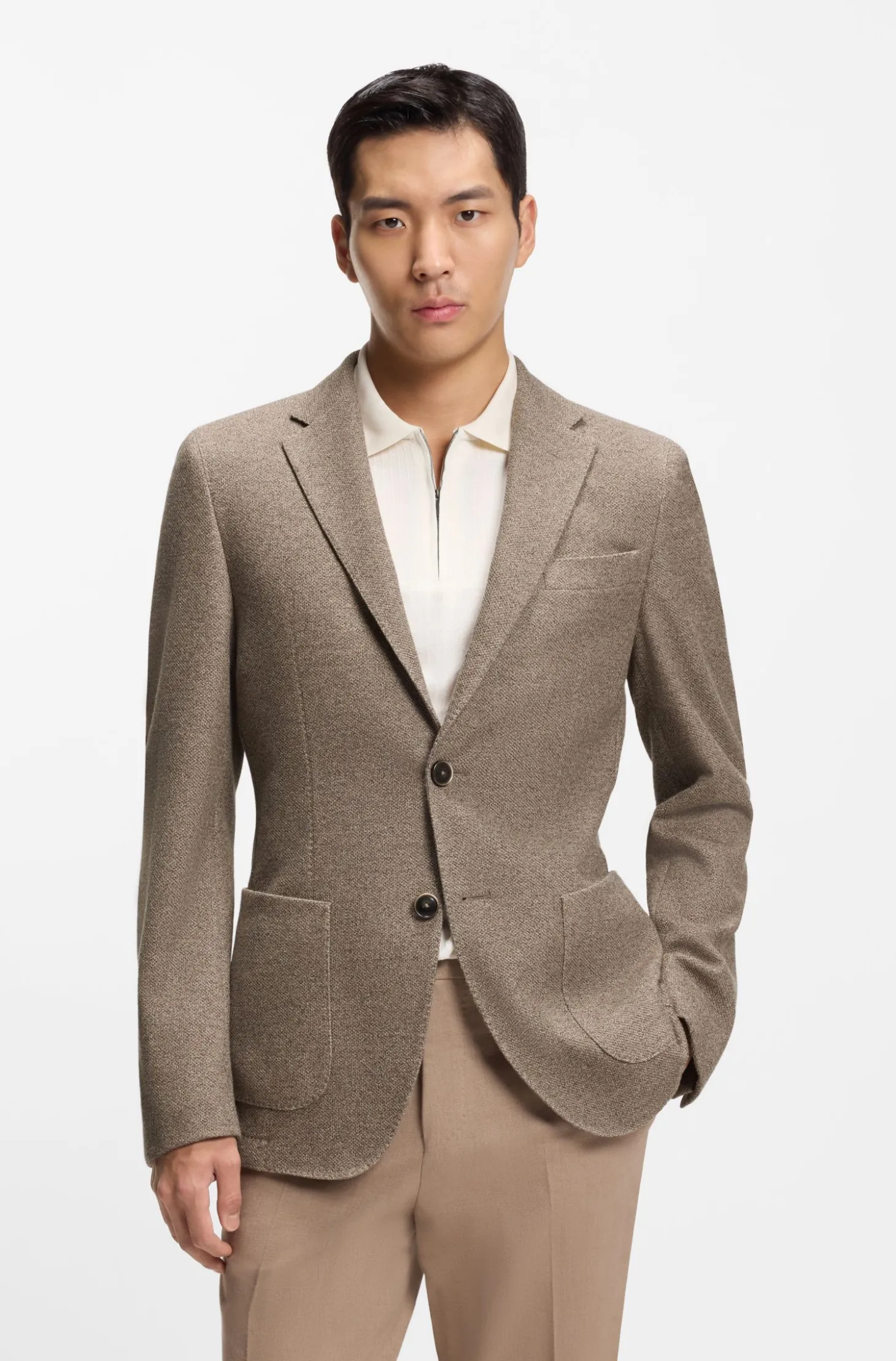 Fein gemustertes Slim-Fit Sakko aus Baumwolle