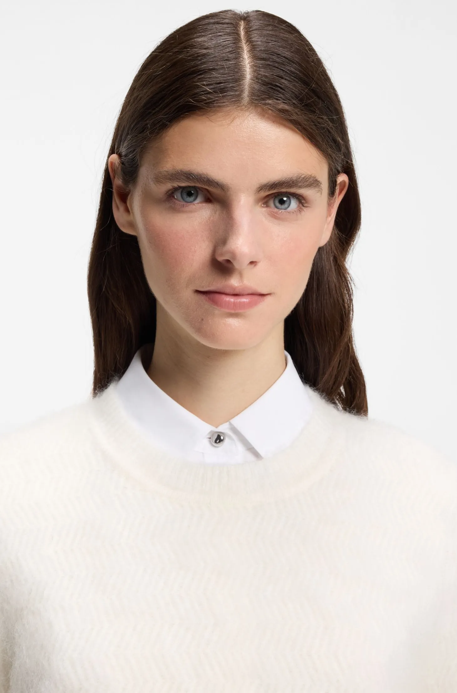 Fischgratstrick-Pullover mit Stack-Logo-Niete