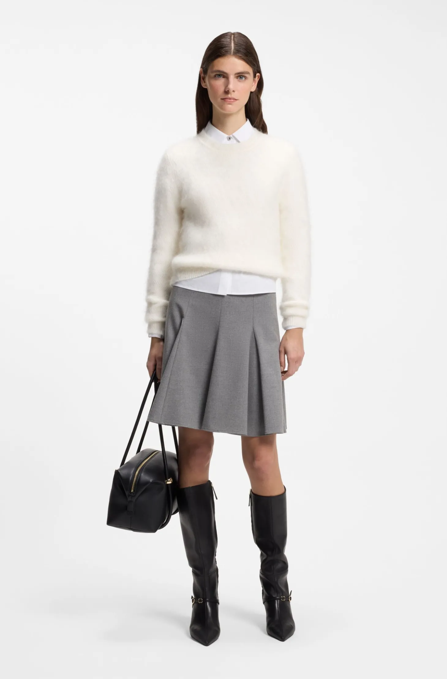 Fischgratstrick-Pullover mit Stack-Logo-Niete