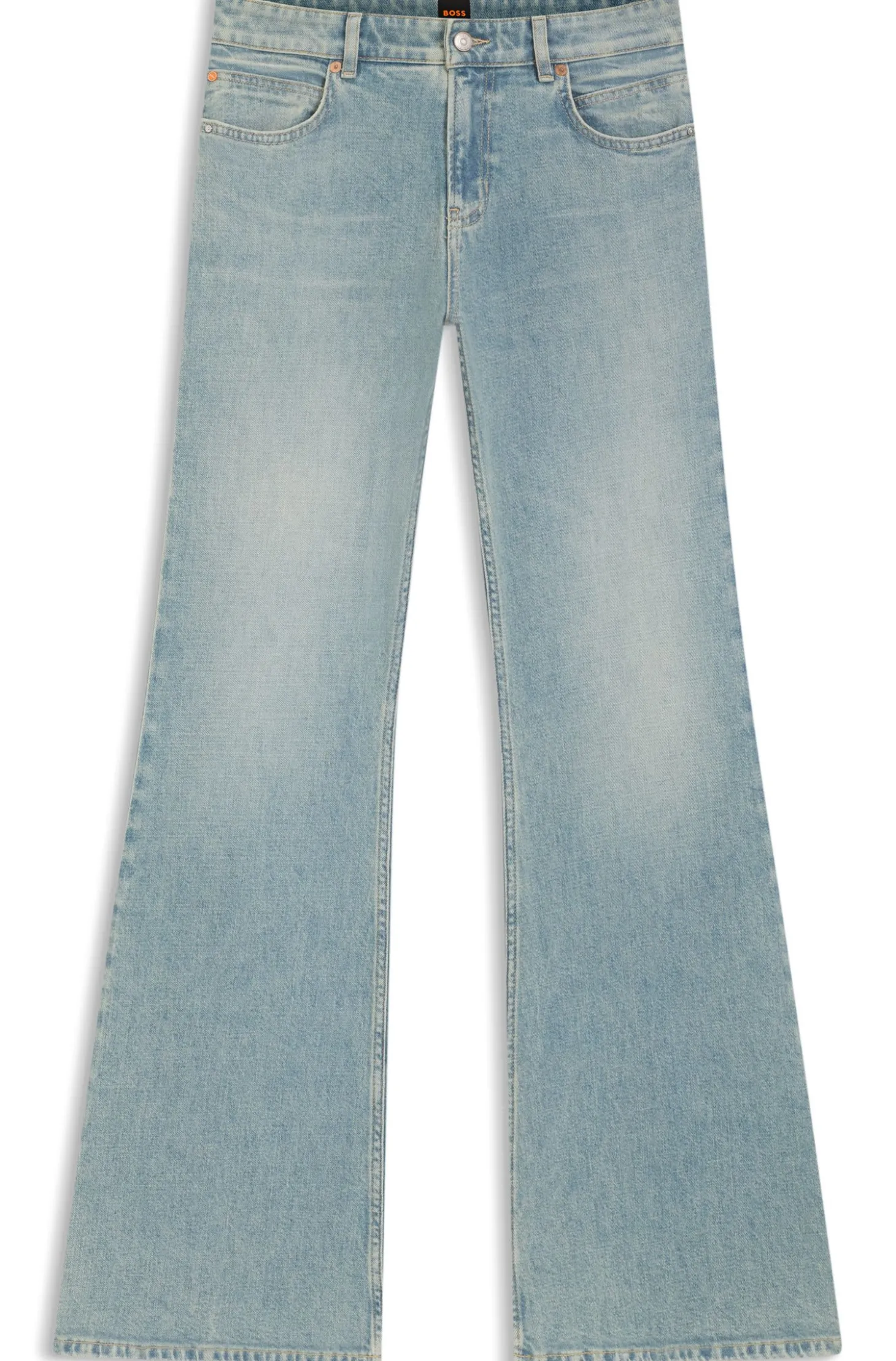 Flared Jeans aus hellblauem Denim