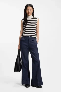 Flare-Fit Jeans aus blauem italienischem Stretch-Denim