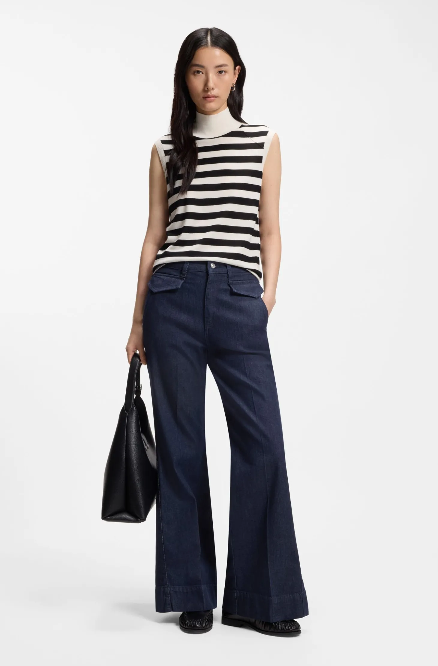 Flare-Fit Jeans aus blauem italienischem Stretch-Denim