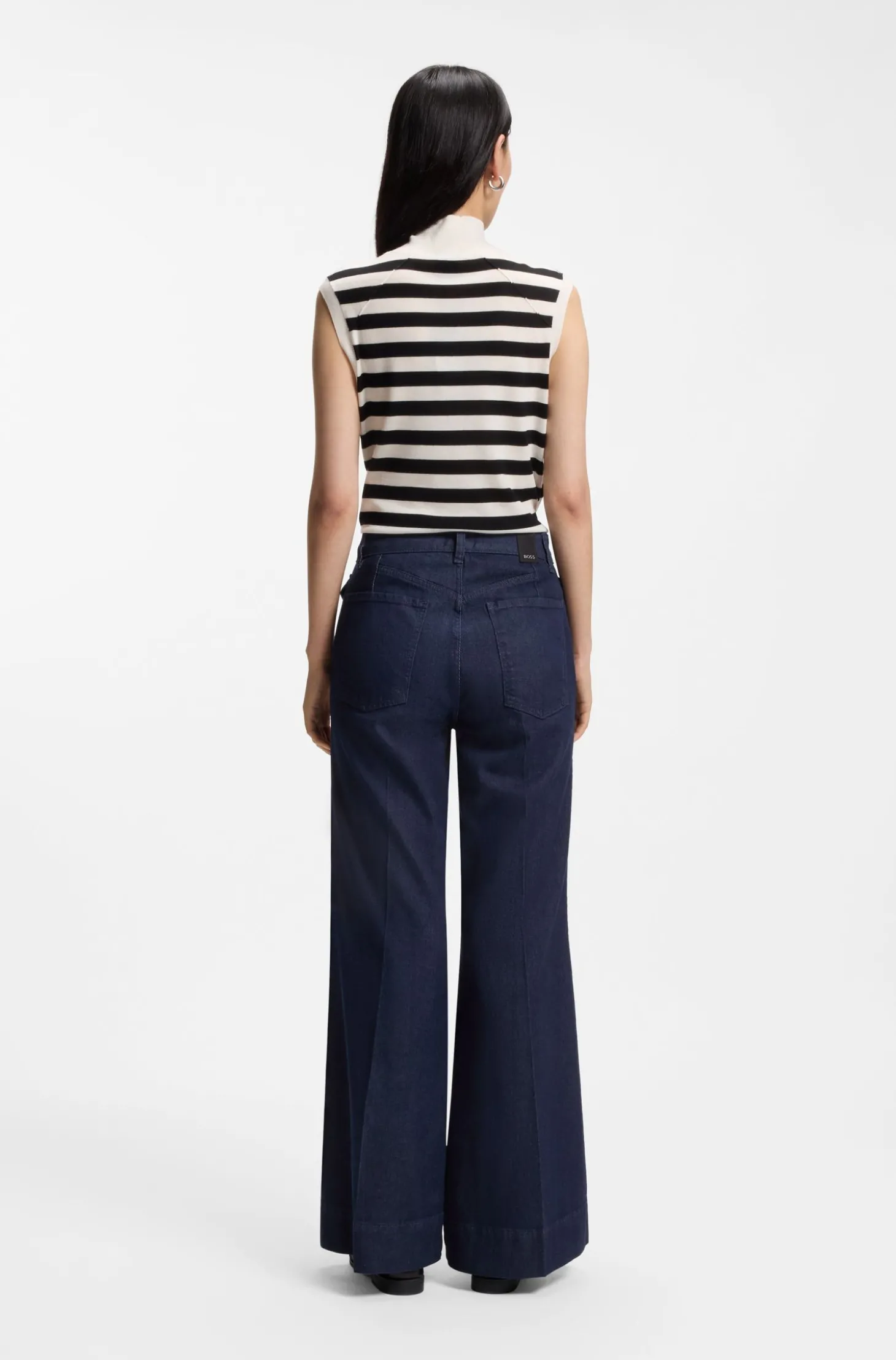 Flare-Fit Jeans aus blauem italienischem Stretch-Denim
