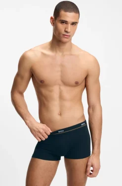 Fünferpack eng anliegende Boxershorts mit kurzem Bein aus Stretch-Baumwolle mit Logos am Bund