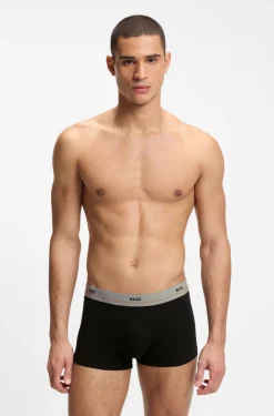 Fünferpack eng anliegende Boxershorts mit kurzem Bein aus Stretch-Baumwolle mit Logos am Bund