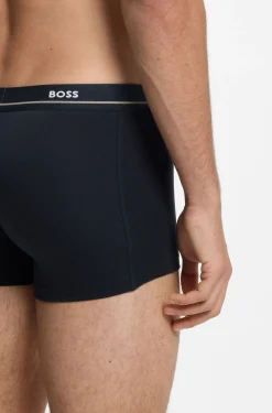 Fünfer-Pack eng anliegende Boxershorts aus Stretch-Baumwolle mit kurzem Bein und Logos am Bund