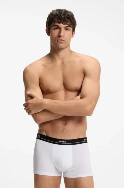 Fünfer-Pack eng anliegende Boxershorts aus Stretch-Baumwolle mit kurzem Bein und Logos am Bund