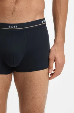 Fünfer-Pack eng anliegende Boxershorts aus Stretch-Baumwolle mit kurzem Bein und Logos am Bund
