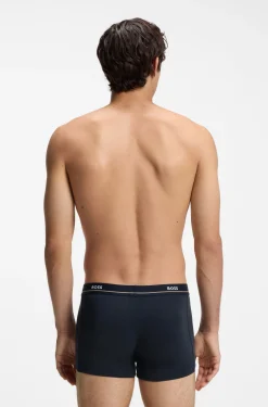 Fünfer-Pack eng anliegende Boxershorts aus Stretch-Baumwolle mit kurzem Bein und Logos am Bund