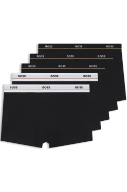 Fünfer-Pack eng anliegende Boxershorts aus Stretch-Baumwolle mit kurzem Bein und Logos am Bund
