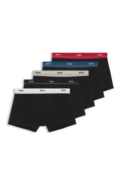 Fünferpack eng anliegende Boxershorts mit kurzem Bein aus Stretch-Baumwolle mit Logos am Bund