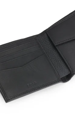 Geldbörse aus genarbtem Leder mit Metall-Logo