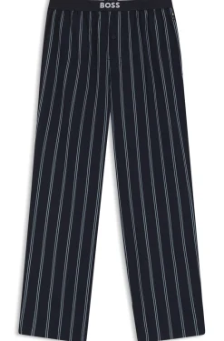 Gemusterte Pyjama-Hose aus Baumwoll-Popeline mit Logo-Bund