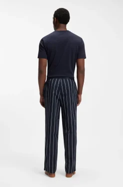 Gemusterte Pyjama-Hose aus Baumwoll-Popeline mit Logo-Bund