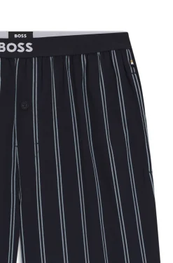 Gemusterte Pyjama-Hose aus Baumwoll-Popeline mit Logo-Bund