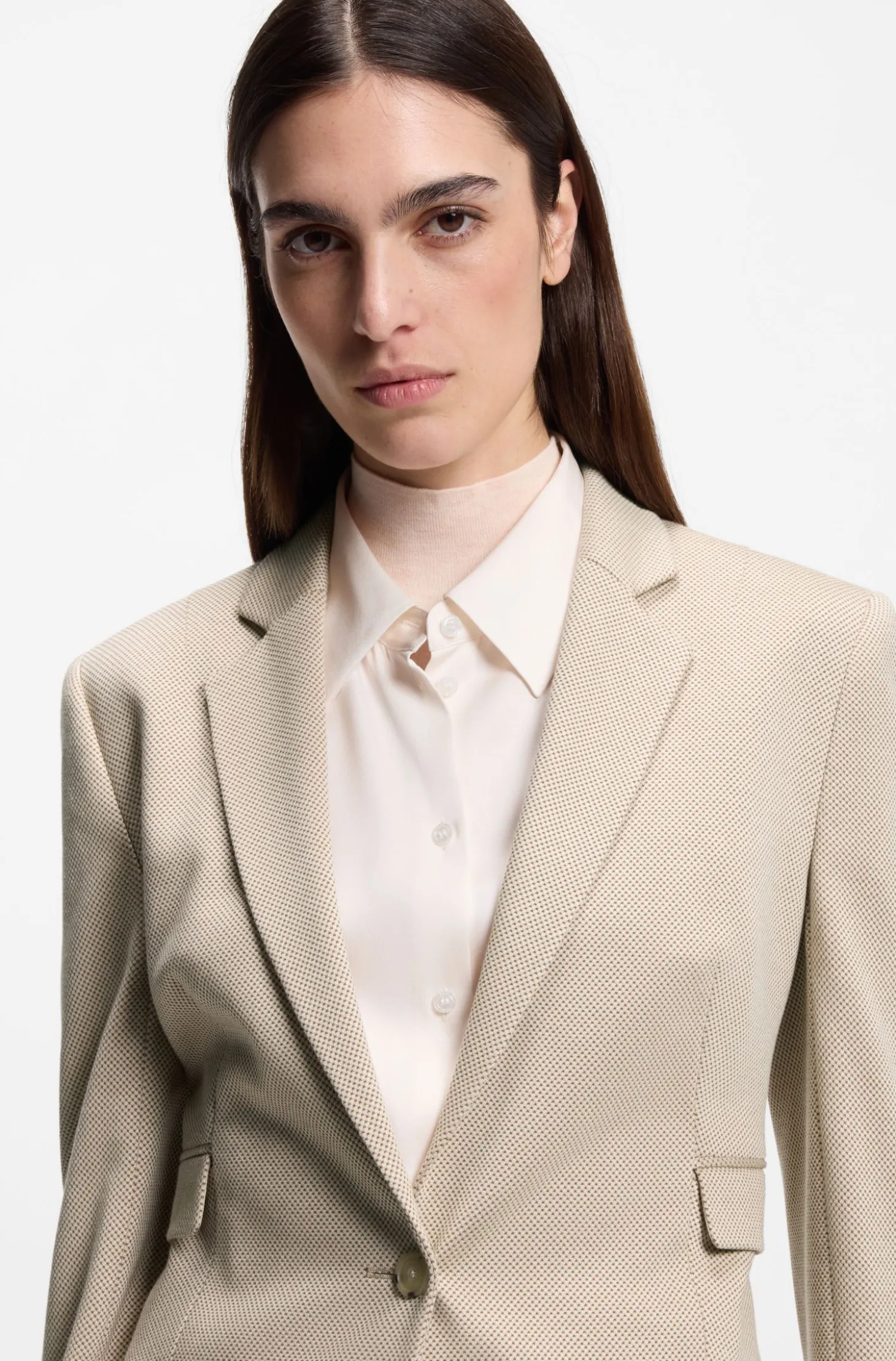 Gemusterter Slim-Fit Blazer aus Performance-Stretch-Jersey