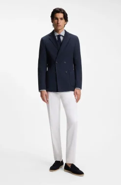 Gemusterter zweireihiger Slim-Fit Blazer aus Baumwolle
