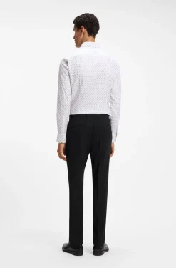 Gemusterte Slim-Fit Hose aus Schurwolle