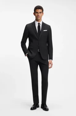 Gemusterte Slim-Fit Hose aus Schurwolle