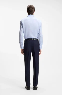 Gemusterte Slim-Fit Hose aus Schurwolle