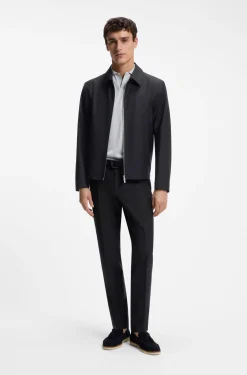 Gemusterte Slim-Fit Jacke aus elastischer Wolle