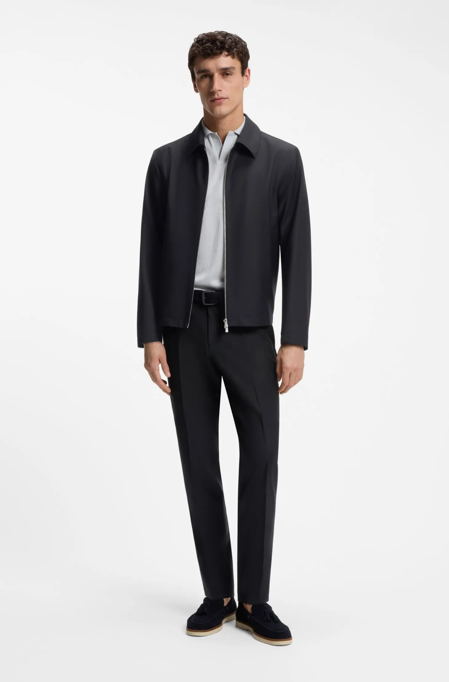 Gemusterte Slim-Fit Jacke aus elastischer Wolle