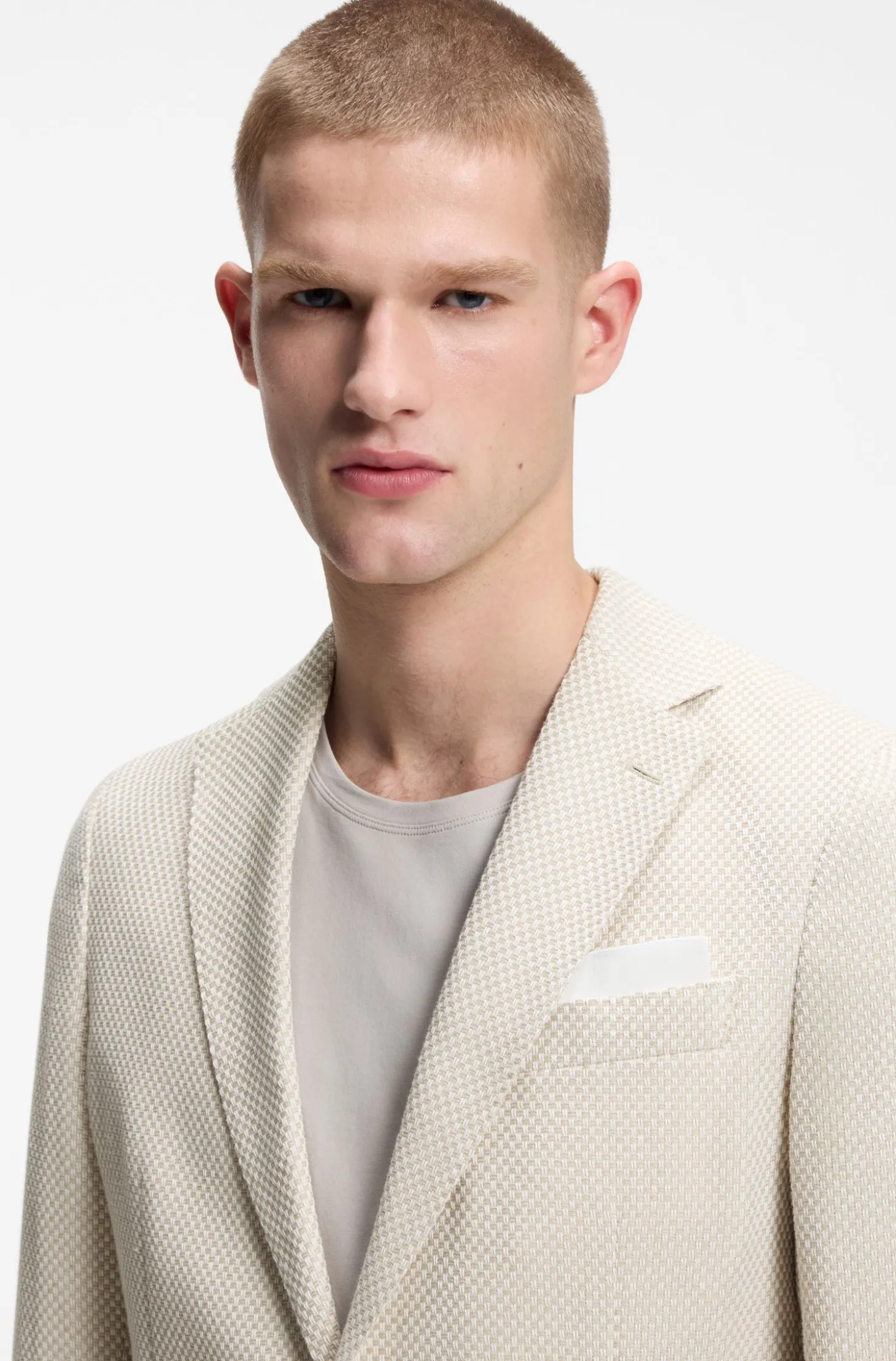 Gemustertes Slim-Fit Sakko aus Baumwoll-Mix