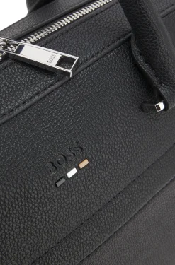 Genarbte Aktentasche aus Kunstleder mit Signature-Streifen-Details