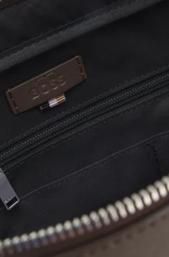 Genarbte Aktentasche mit Logo-Schriftzug