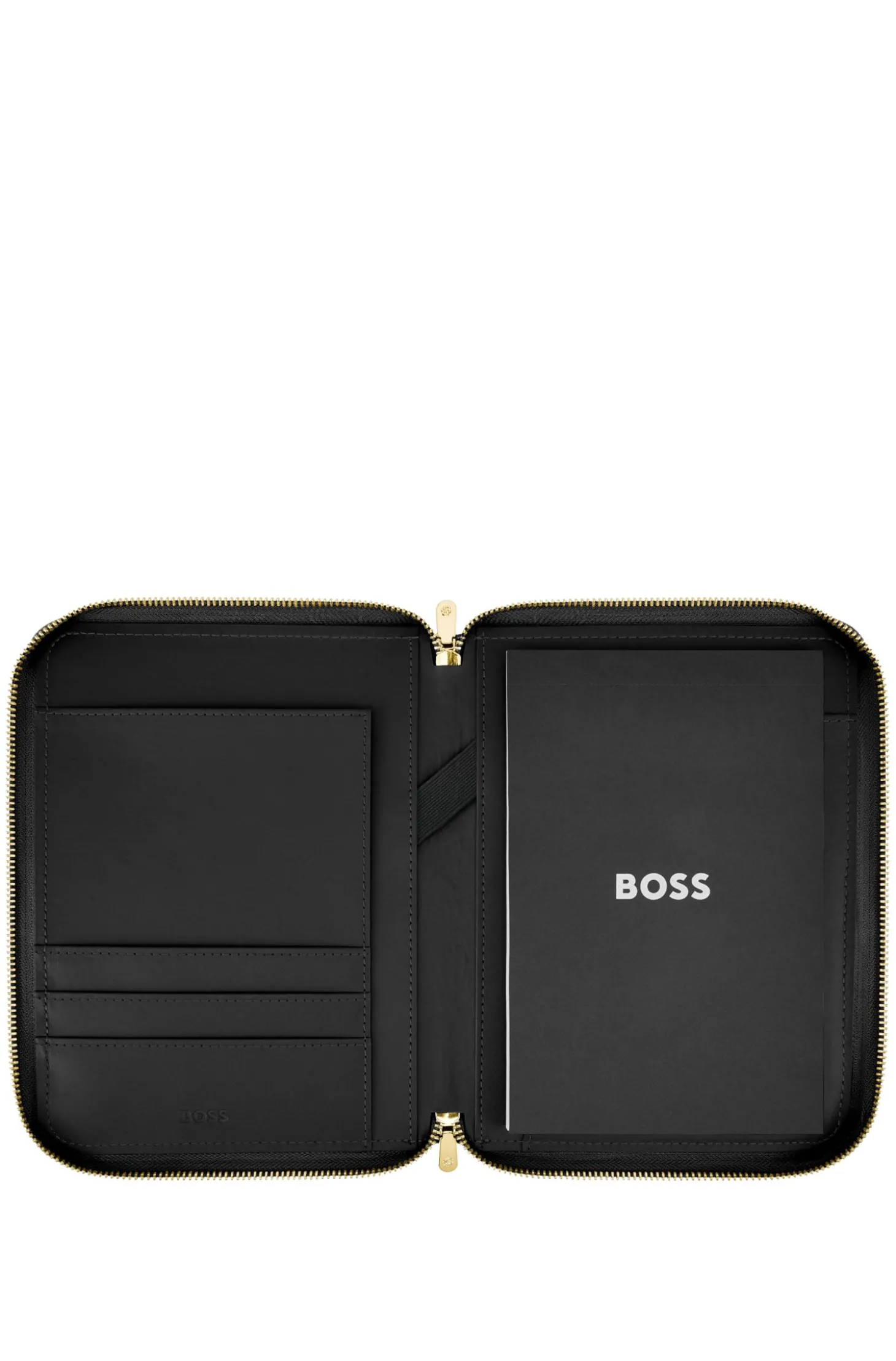Genarbte schwarze DIN-A5-Konferenzmappe mit Double-B-Monogramm