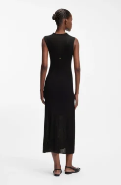 Geripptes Kleid mit Colour-Block-Effekt